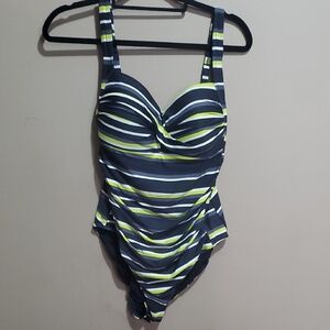 Striped One-Piece Swimsuit Size Size 1X
